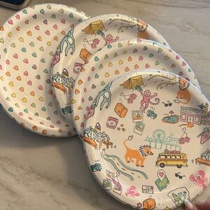 Roller Rabbit Paper Plates - Colorful Heart & Adventure Design